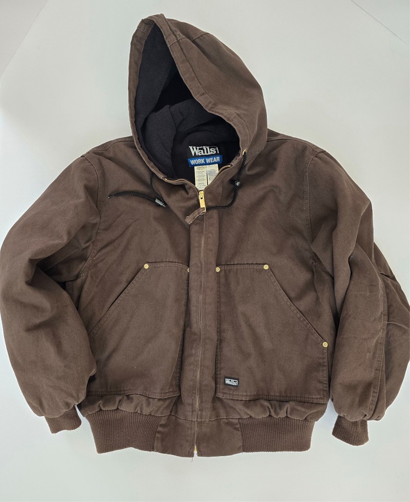 Brown Walls Workwear Insulated Hooded Duck Canvas Chore Coat/Jacket Lg Regular