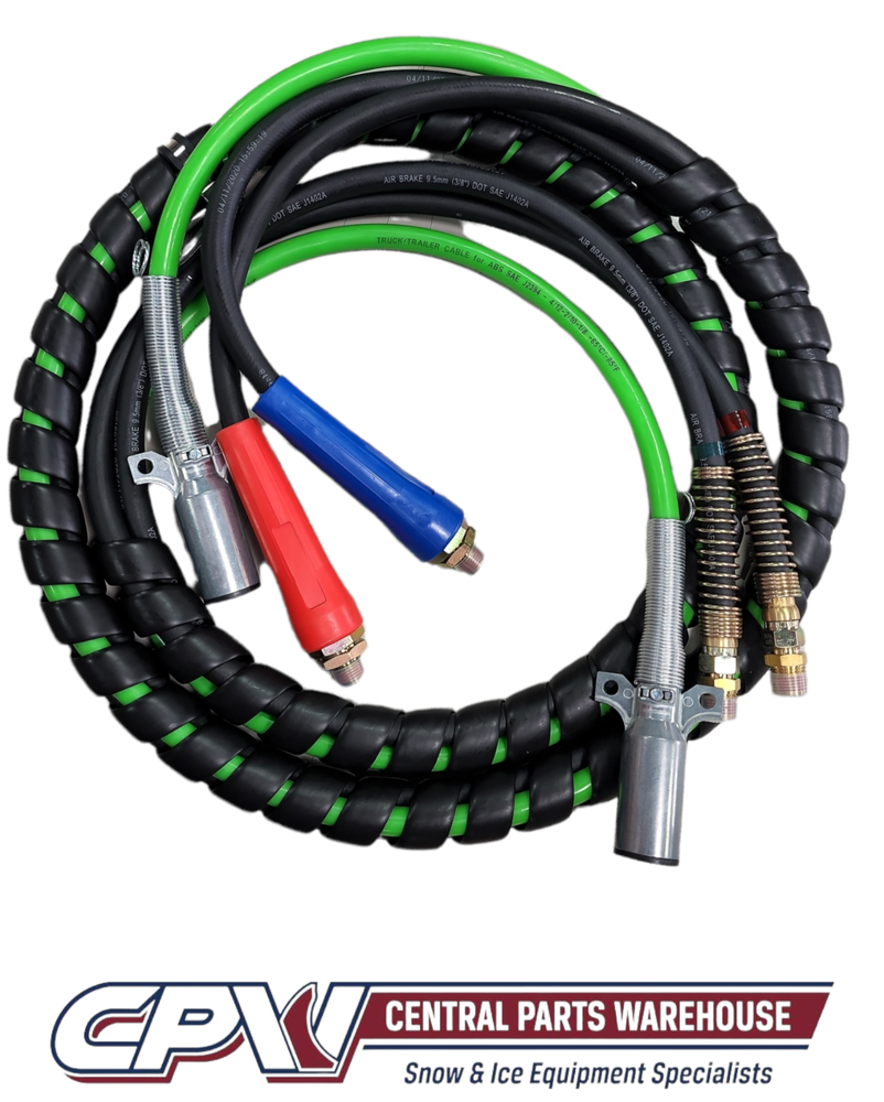 PE13000 12' 7-WAY ABS SEMI TRUCK ELECTRIC CABLE AIR LINE KIT WITH HARDWARE-image