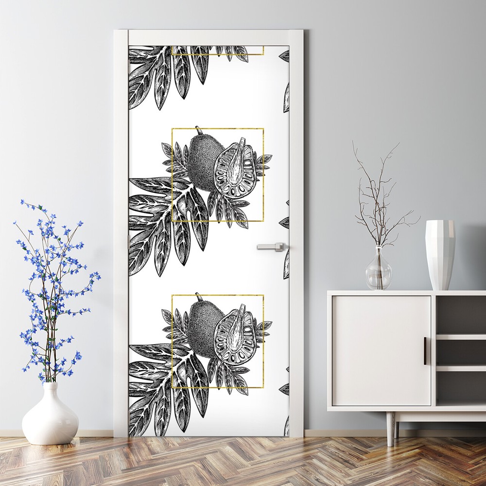 Tropical Fruit Bubble Free Door sticker Self adhesive Easy stick Decal Decor