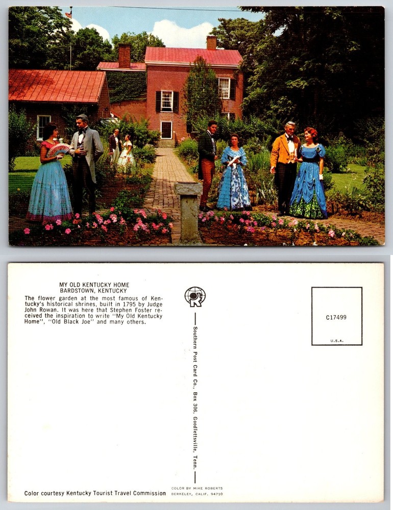 My Old Kentucky Home Bardstown Postcard Garden Stephen Foster C17499