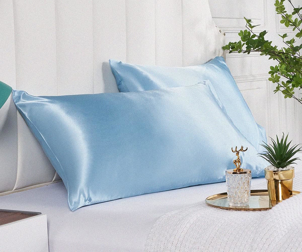 Satin Silk Pillowcases for Hair and Skin 2 Pack Standard Size Pillow Cases Wrink