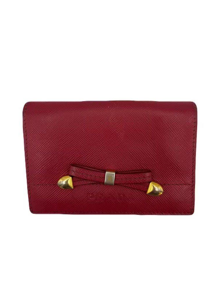 PRADA Pink Leather Card Wallet Case E0328-71 Preowned