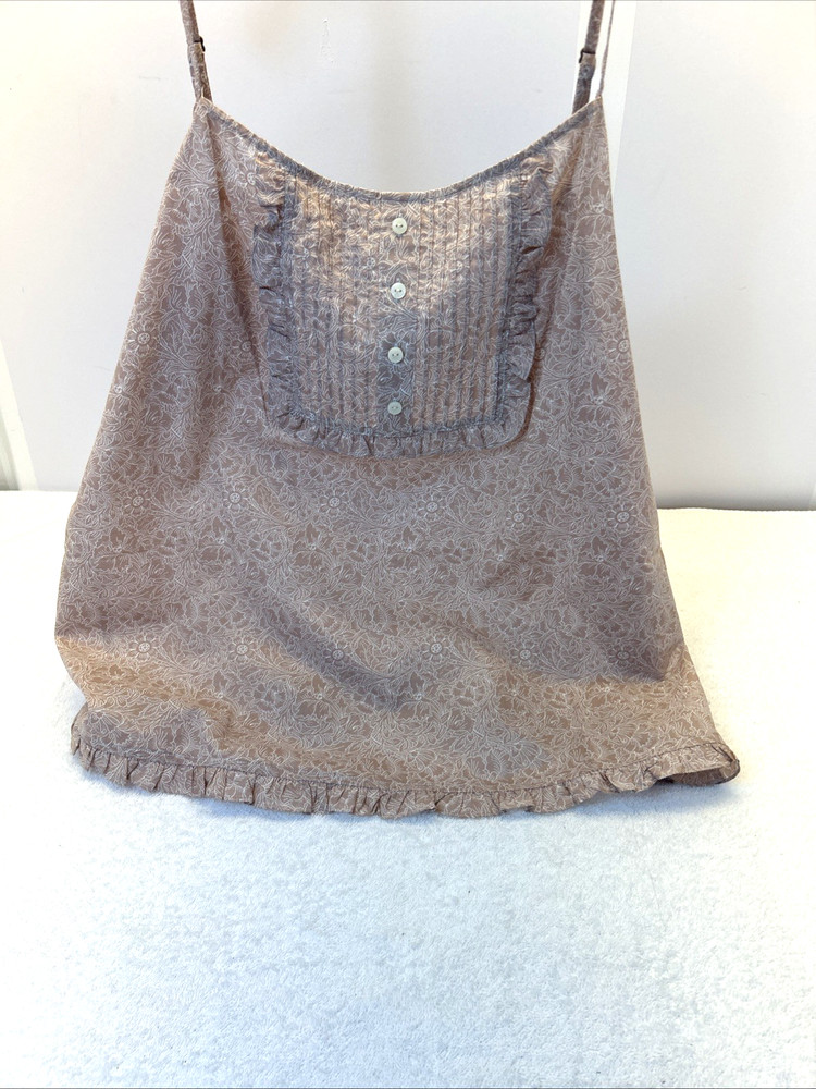 Talbots Haven Well Within 100% Cotton Mauve/Cream Ruffle Camisole SZ L New