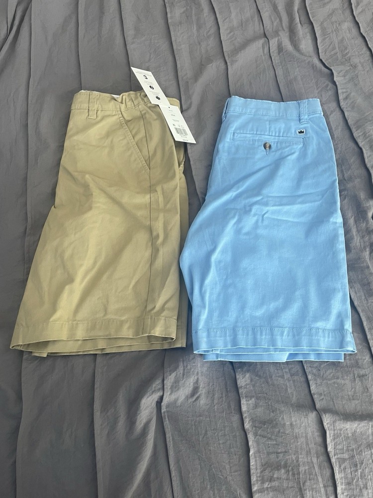 Tan / Blue Cotton Chino Shorts Men’s Spring Summer