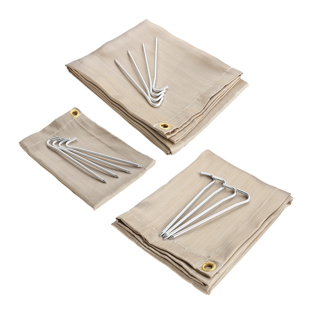 Fire Pit Mat Wood Stove Under Grill Mat for Deck BBQ Fireproof Floor Tent Golden