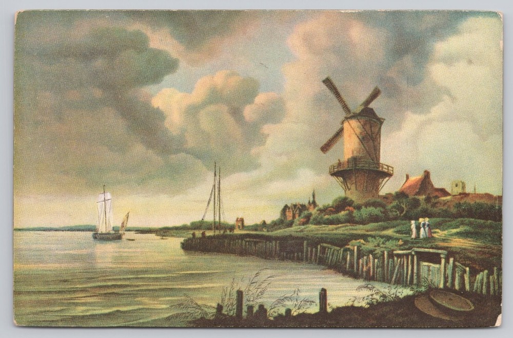 Vintage Amsterdam Windmill Postcard After Jacob van Ruisdael Painting