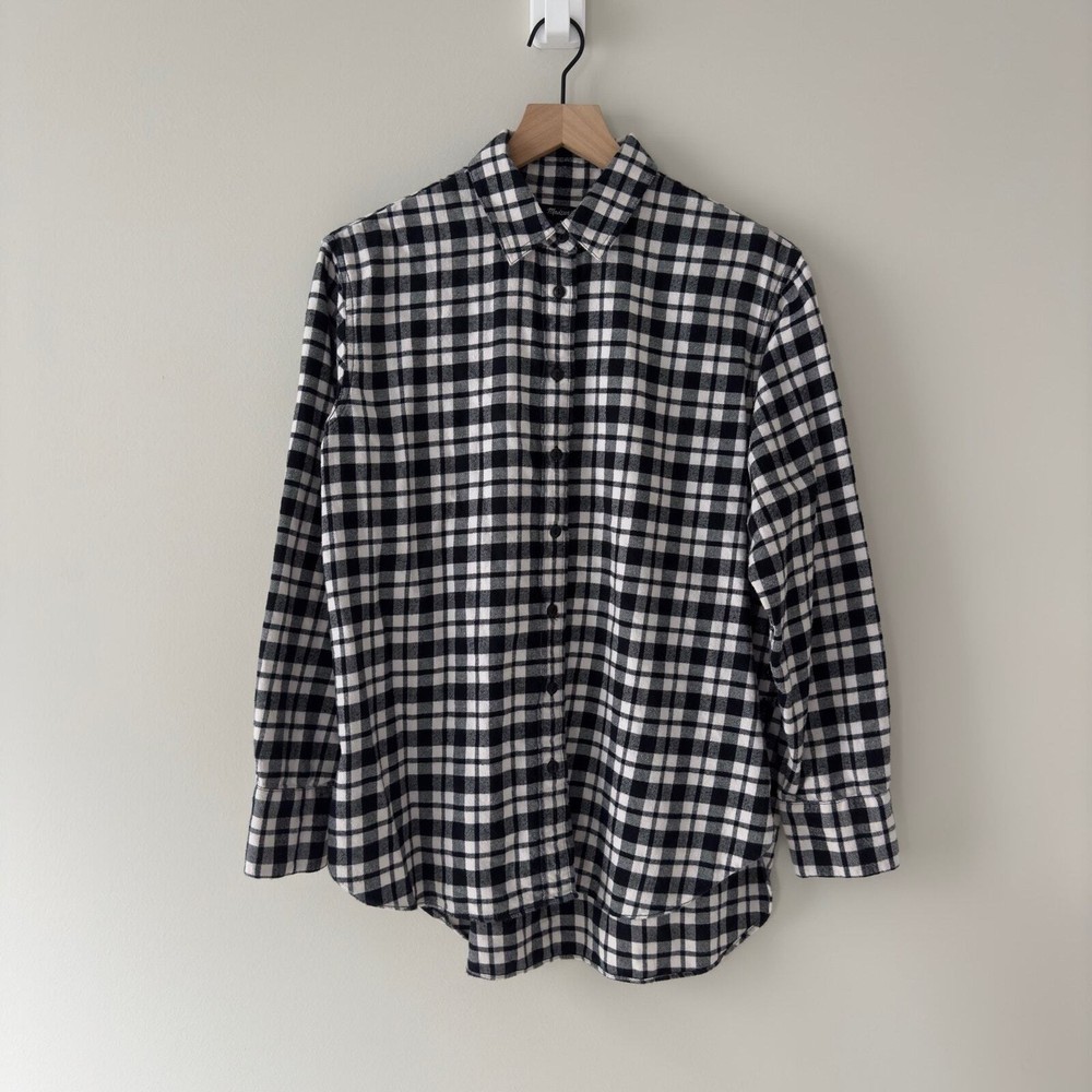 Madewell 100% Cotton Plaid Flannel Button Down Collar Shirt Long Sleeve Fall Essential