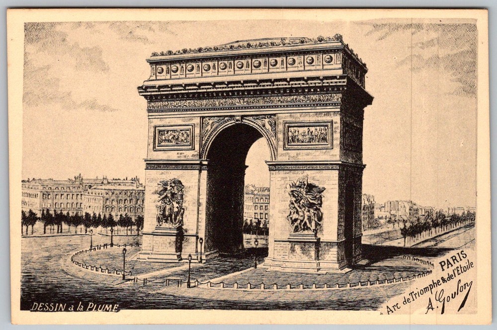 Antique Postcard Arc DE Triomphe Paris, Fr 1910s