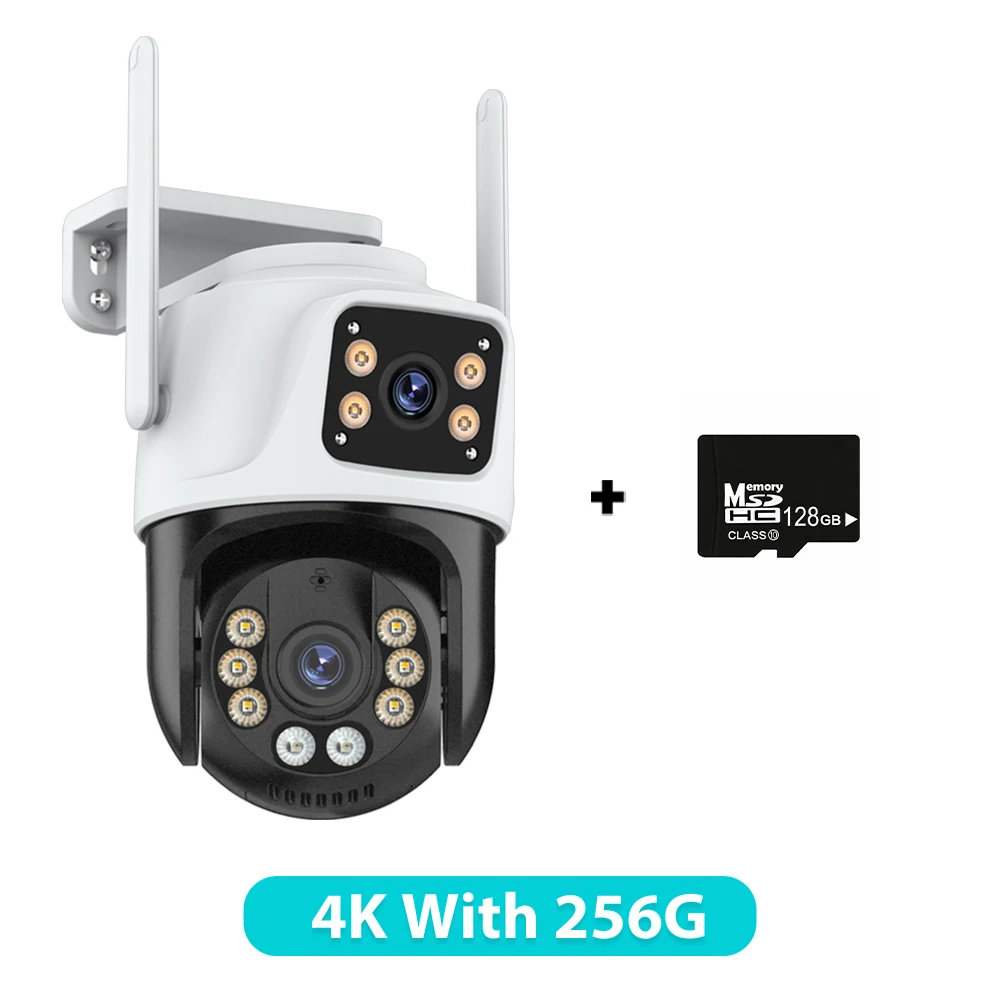 Three Lens PTZ IP Camera Outdoor 6K HD three Screen Wifi Security Camera Auto Tr
