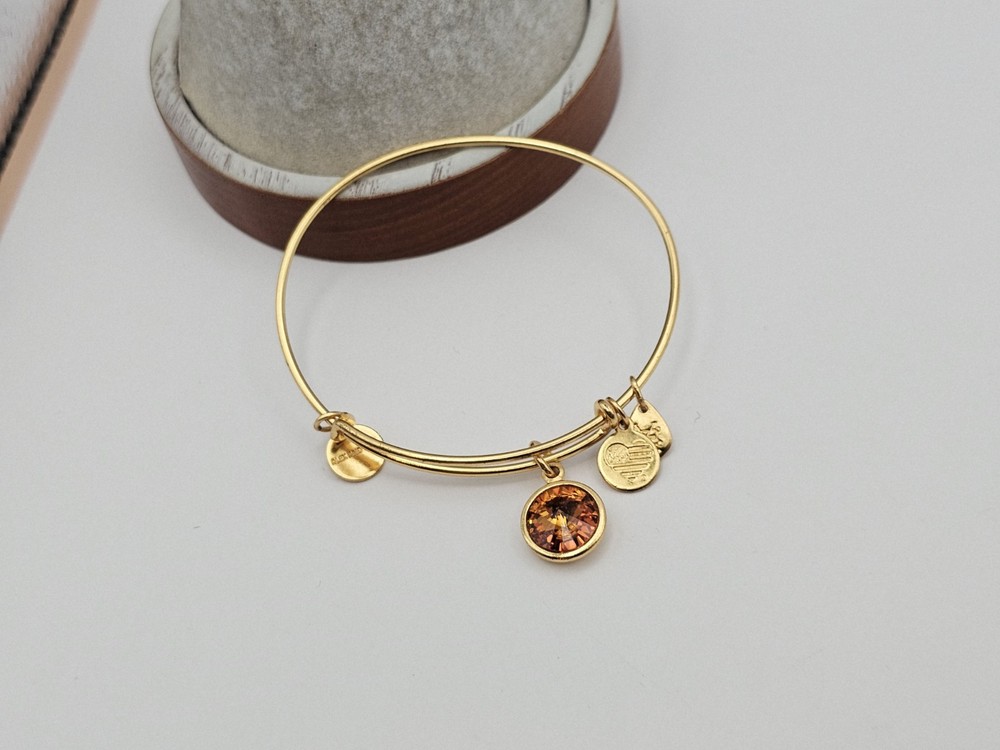 Alex Ani Swarovski Crystal Topaz November Birthstone Gold Charm Bracelet ✨️