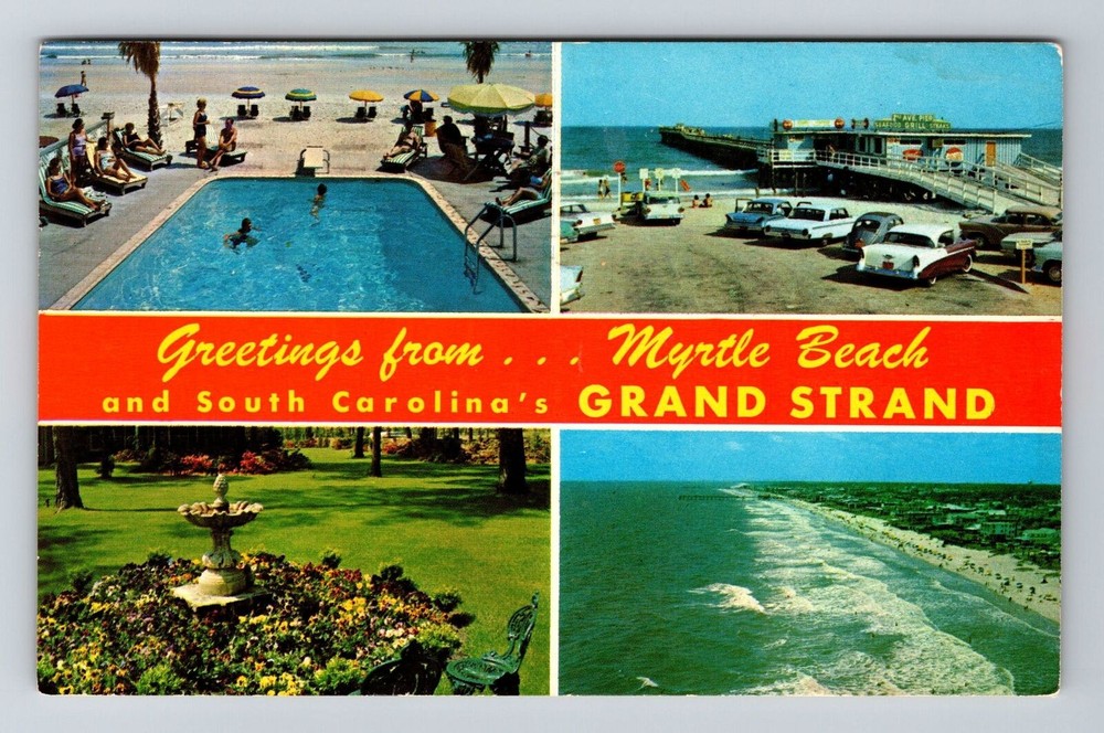 Myrtle Beach SC-South Carolina Scenic Banner Greetings Vintage Postcard
