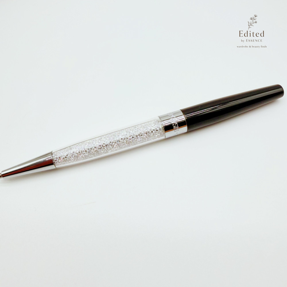 Swarovski Black Crystal Ballpoint Pen Silver Tone Lightly Used