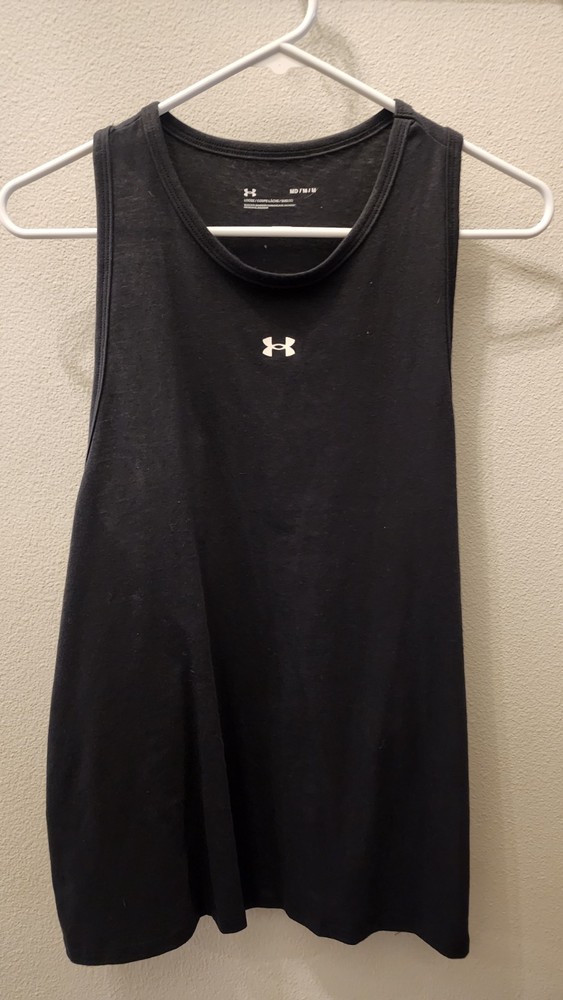 Under Armour UA Women's Loose Fit Low Cut Arms Black Tank Top Size Medium