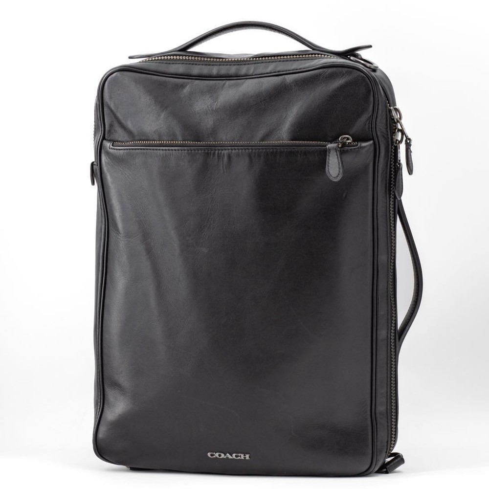 Coach Graham Leather Briefcase Backpack Business Bag Black Used