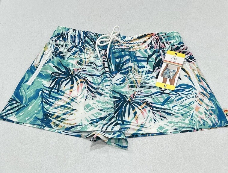 Ocean Pacific Women's Drawstring with 3 Zipper Pockets Shorts, Multi, Size S