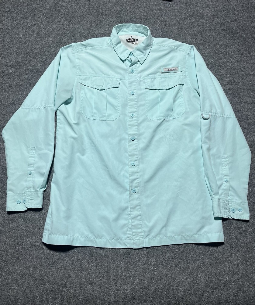 Habit Button Shirt Men’s Medium Vented Outdoor Long Sleeve Roll Tab  Size M
