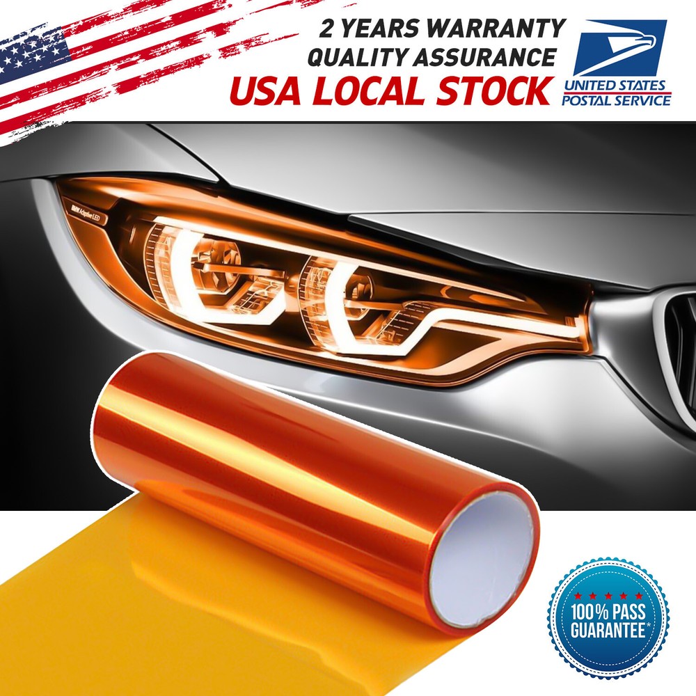 Headlight Tint Fog Lights Tail light Vinyl Film Direct Replacement Amber orange