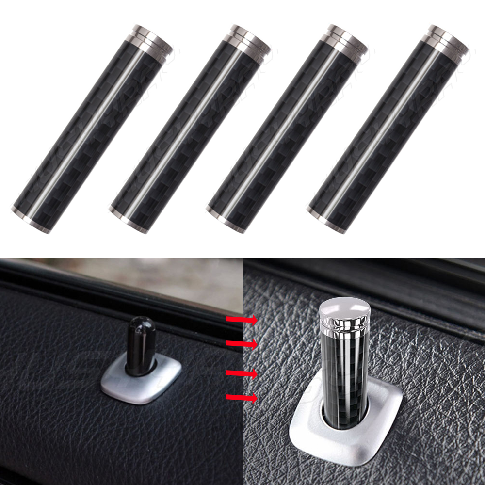 4x Universal Car Interior Door Lock Knobs Aluminum Handle Pull Pin Trim Black