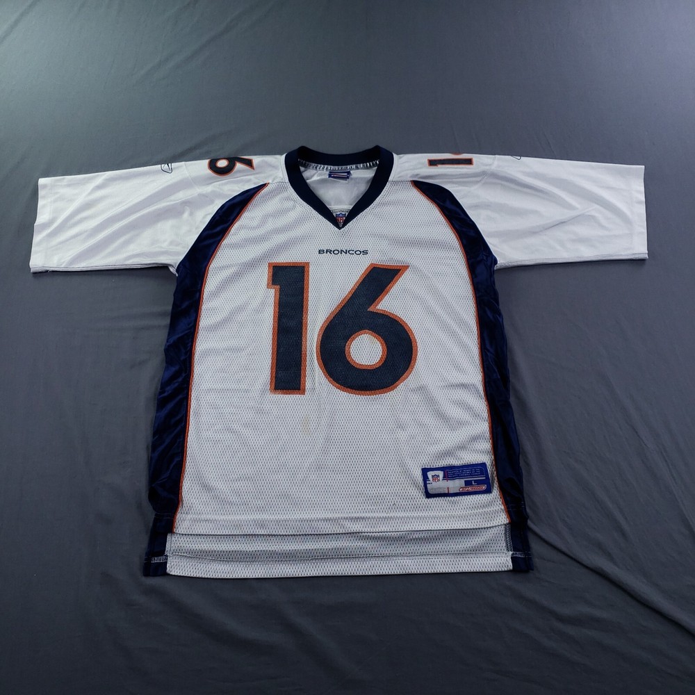 Vintage Jake Plummer 16 White Denver Broncos Reebok On-Field Jersey Size Large