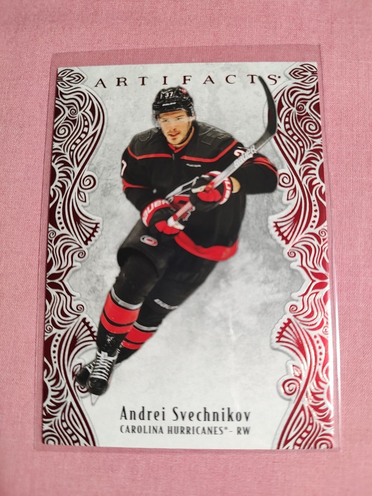2025-26 UD Artifacts Hockey Andrei Svechnikov Ruby Red #’d /599 Hurricanes