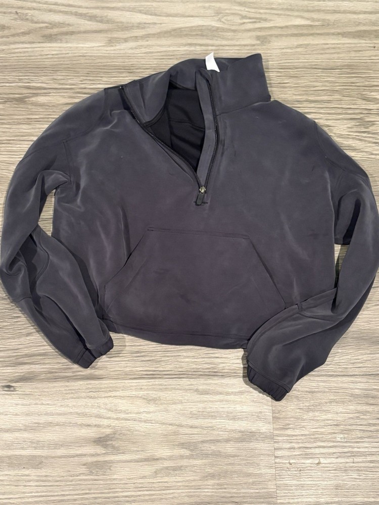 Lululemon Women's Solid Gray 1/2 Zip Mock Neck Long Sleeve Pullover Size 6