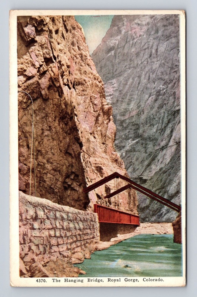 Royal Gorge CO-Colorado, Hanging Bridge, Antique Vintage Souvenir Postcard