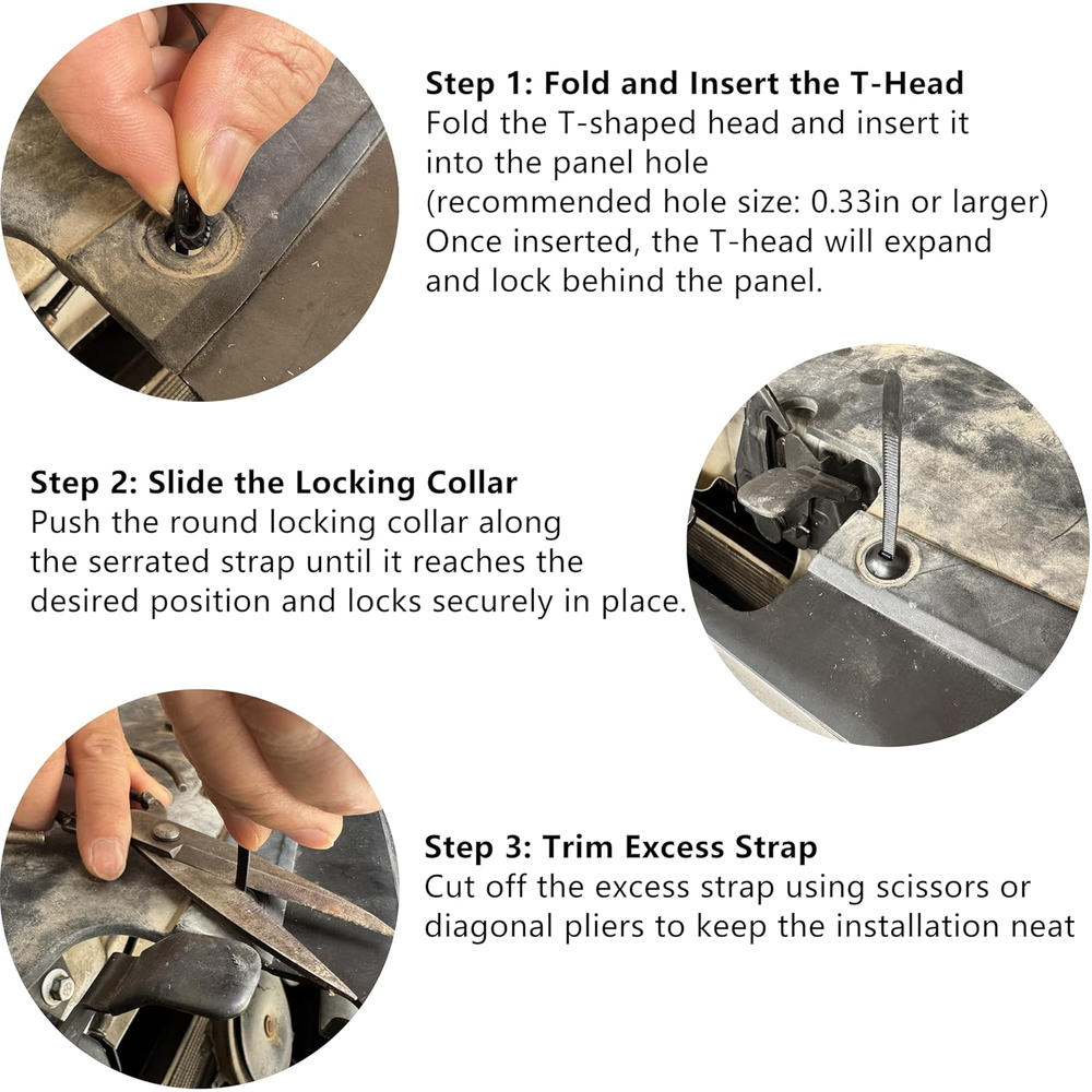 150-Piece Heavy-Duty Nylon Cable Ties for Automotive & Car Zipper Fastening