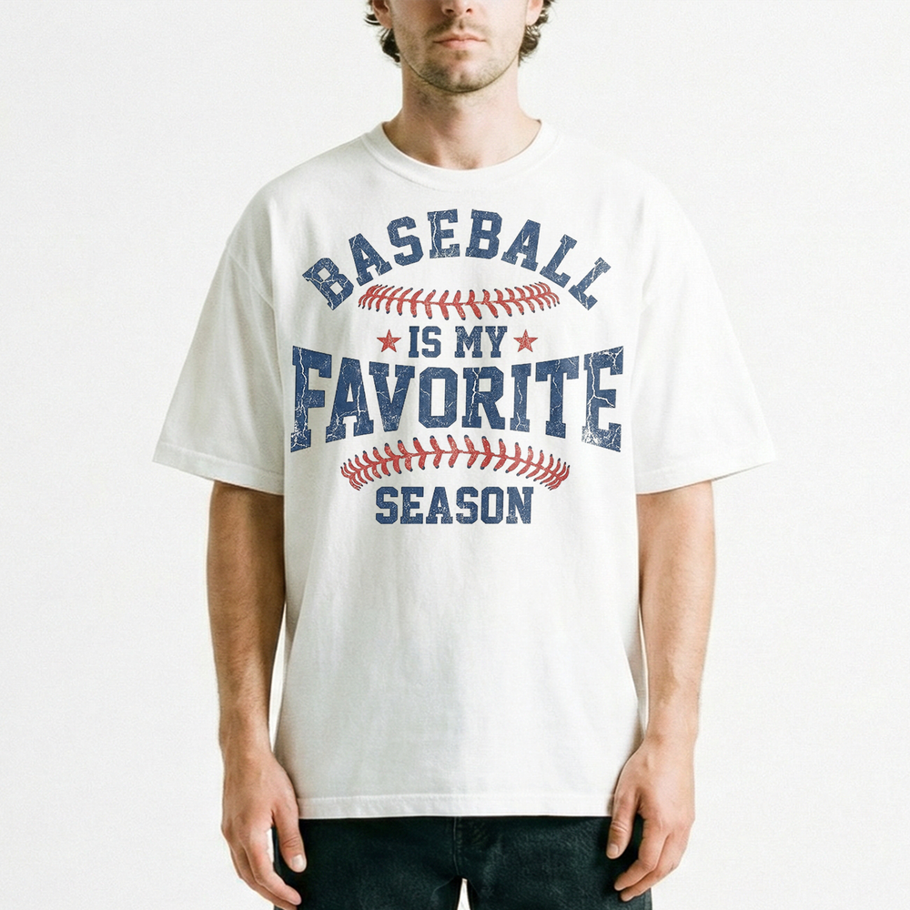 Distressed Baseball Favorite Season T-Shirt Sports Fan Vintage Game Day Tee
