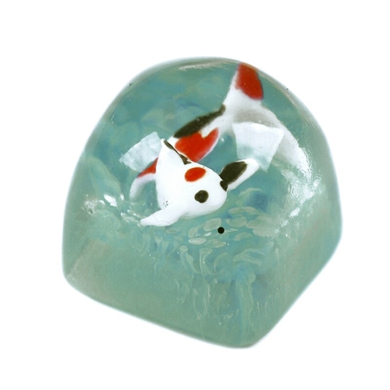 Mechanical Keyboard Keycaps MX-Cross Transparent Koi Fish Design