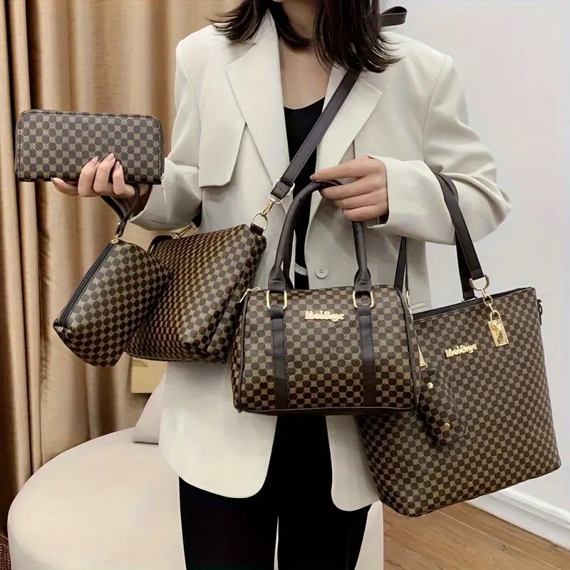 6pcs Fashion-forward Geometric Bag Collection Stylish Tote, Chic Boston Handbags