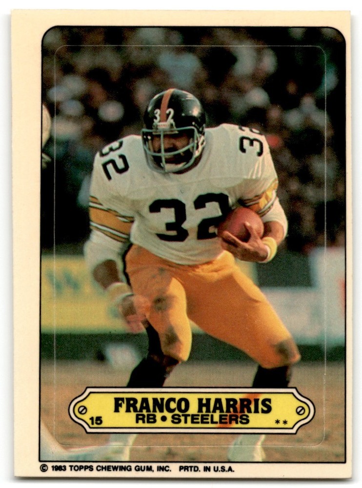 1983 Topps Franco Harris Steelers #15 Sticker Insert Vintage NFL