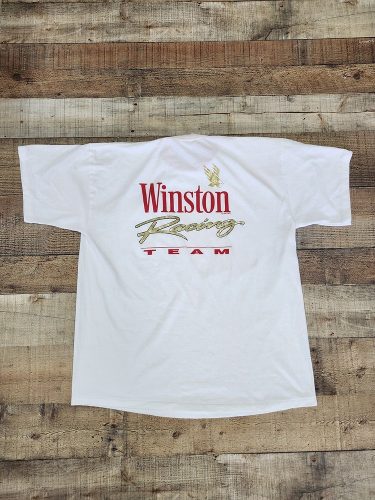Vtg 1992 Winston Cigarette Racing T Shirt White Double Sided Sz XL
