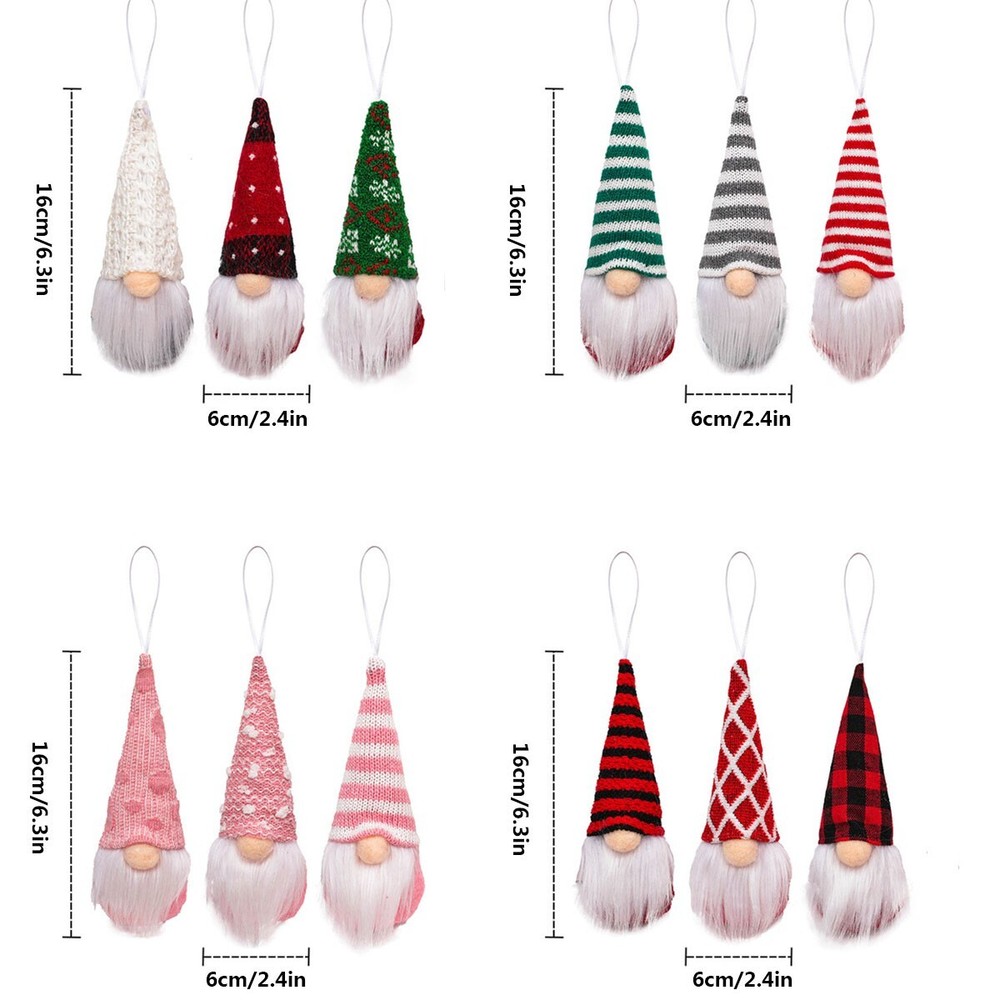 Gnome Ornaments Christmas Hanging Tree Xmas Decor Santa Doll Polyester 12 pcs