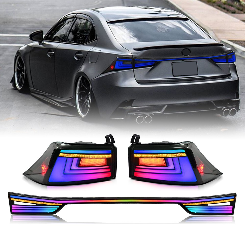 Lexus IS250 IS300 IS350 ISF 2014-2020 RGB LED Tail Lights Kit with Trunk Lid