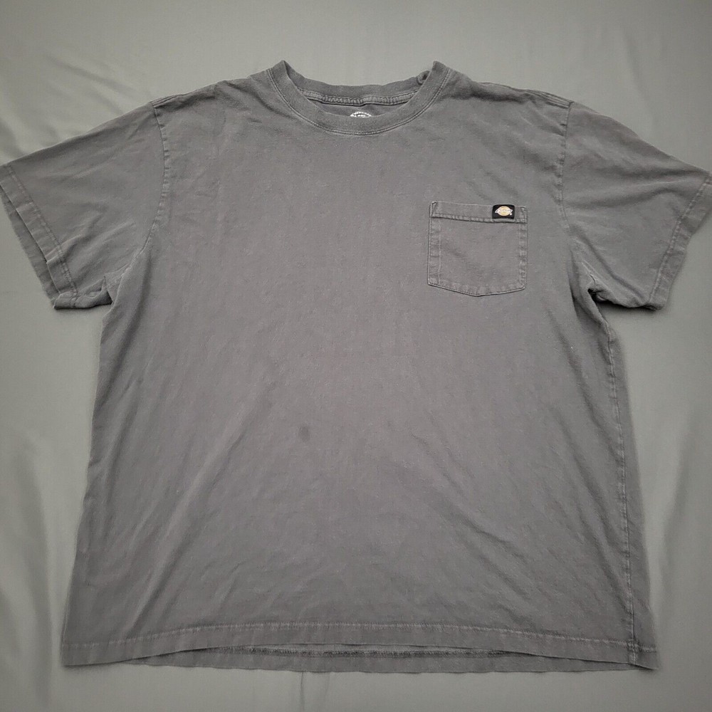 Dickies Mens Short Sleeve Pocket T-Shirt Faded Black Charcoal Gray Workwear XL