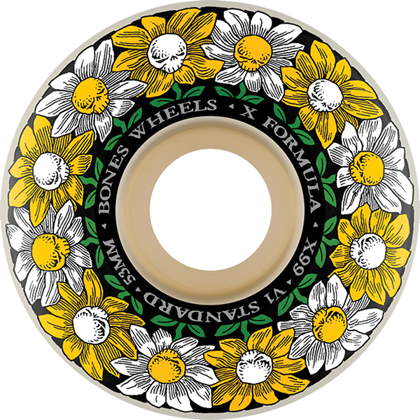 BONES XF X99 V1 Standard 53mm 99A Pushing Up Daisies Notorious Complete Skateboard Wheels Set