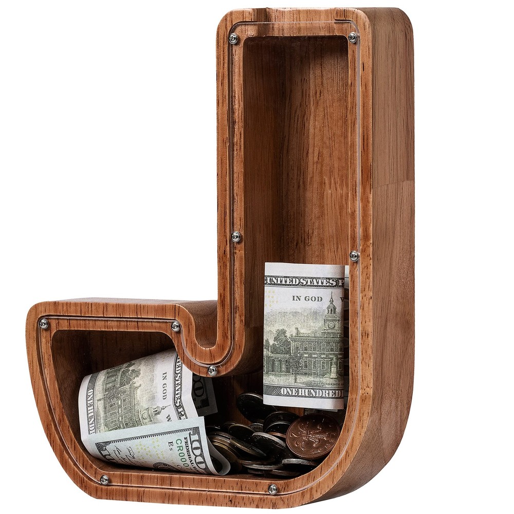 Piggy Bank for Kids Boys Girls, Wooden Large Letter Piggy Bank Alphabet Money...