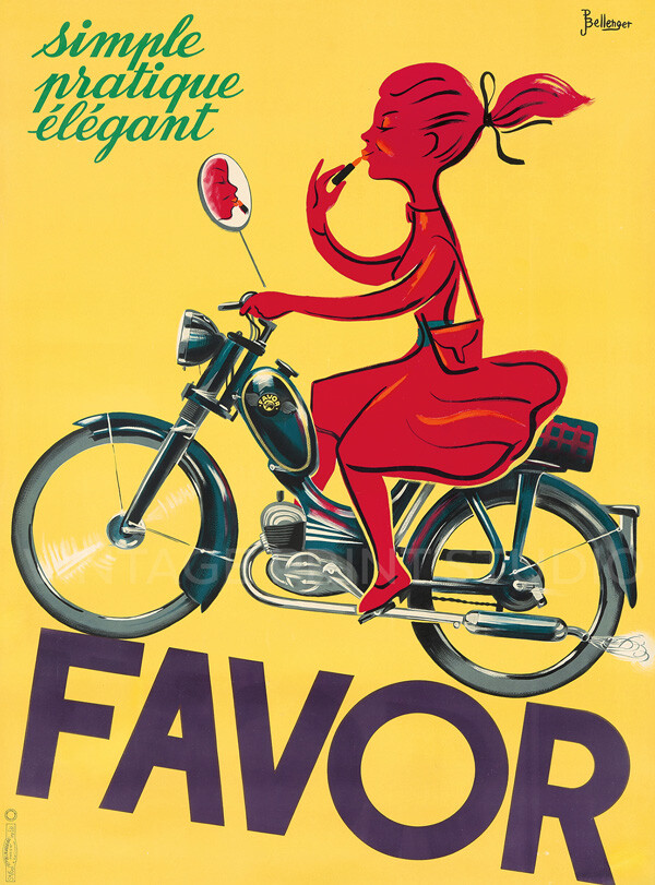 Favor 1937 Vintage French Bike Motorcycle Advertising Giclee Canvas Print 18x24