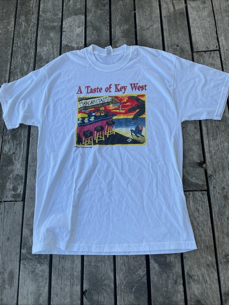 KEY WEST FLORIDA - Margaritas Conch Fritters Beach Bar Scene T-Shirt New!  XL