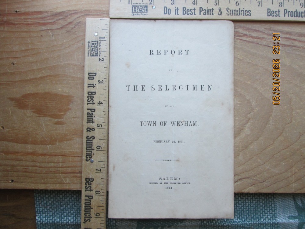 Report of the selectmen of the town of WENHAM feb 1861