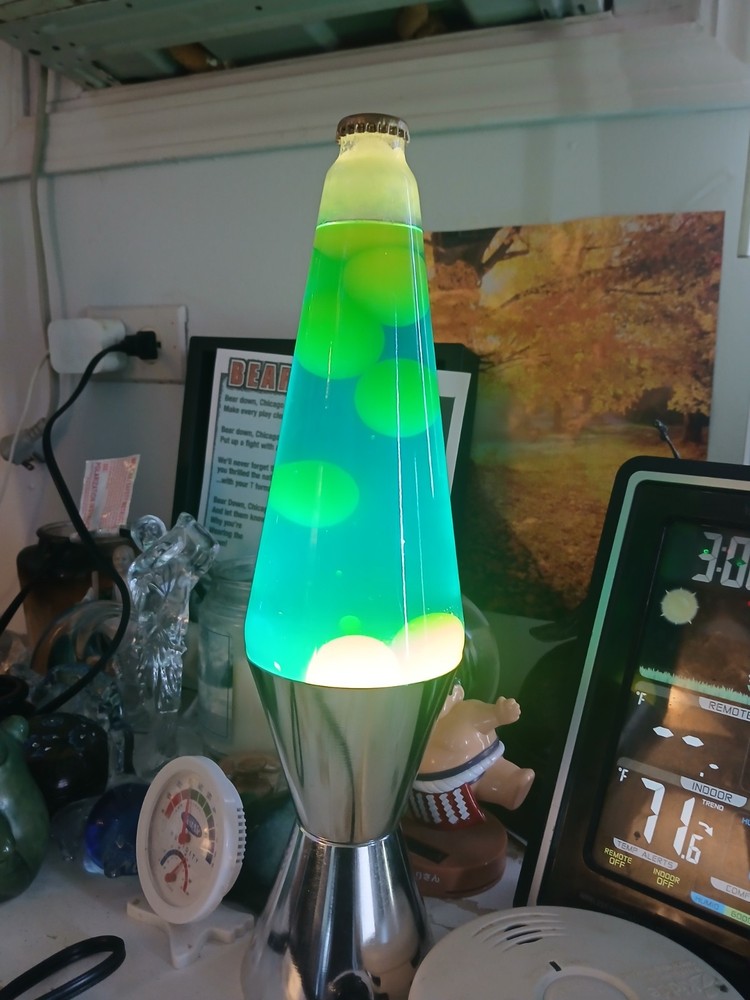 2016 Blue, yellow, green  Silver Lava Lamp 14.5