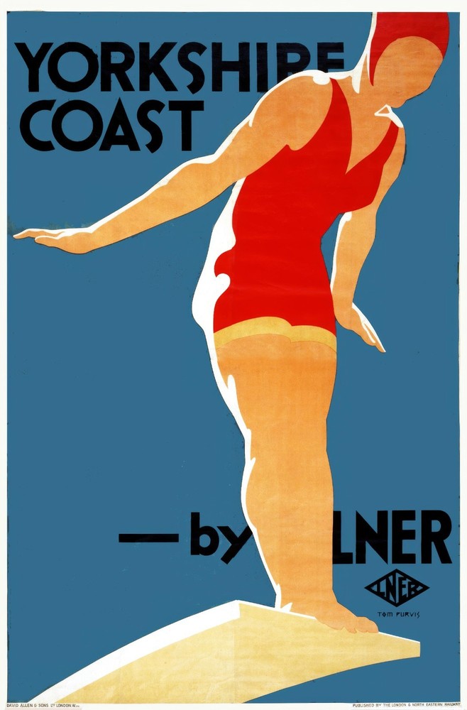Visit The Yorkshire Coast By Train Britain Vintage Travel Poster Print