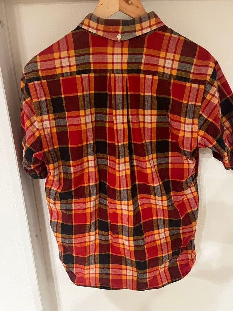 Sugar Cane Madras Check Shirt Red Size L Mens Vintage Casual Top _#232