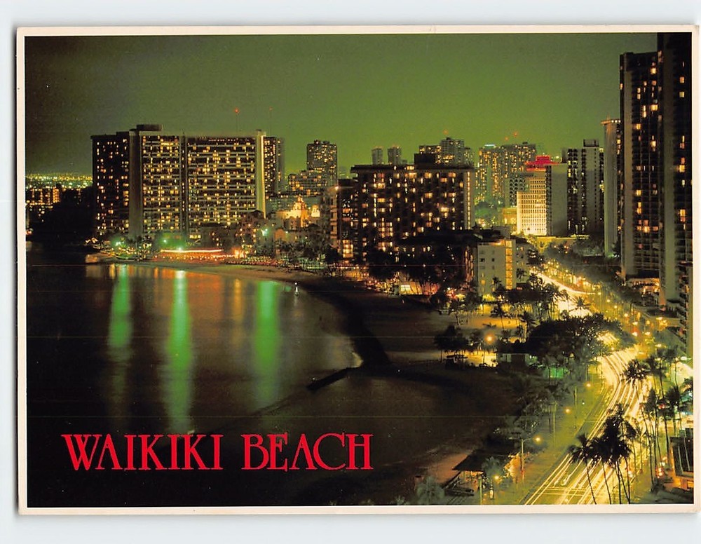 Postcard Aerial View Waikiki Beach Hawaii USA