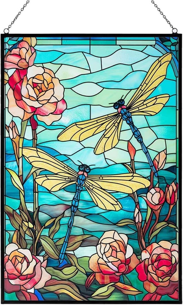 Stained Glass Window Hanging Dragonfly Suncatchers for Windows Hanging Hand New