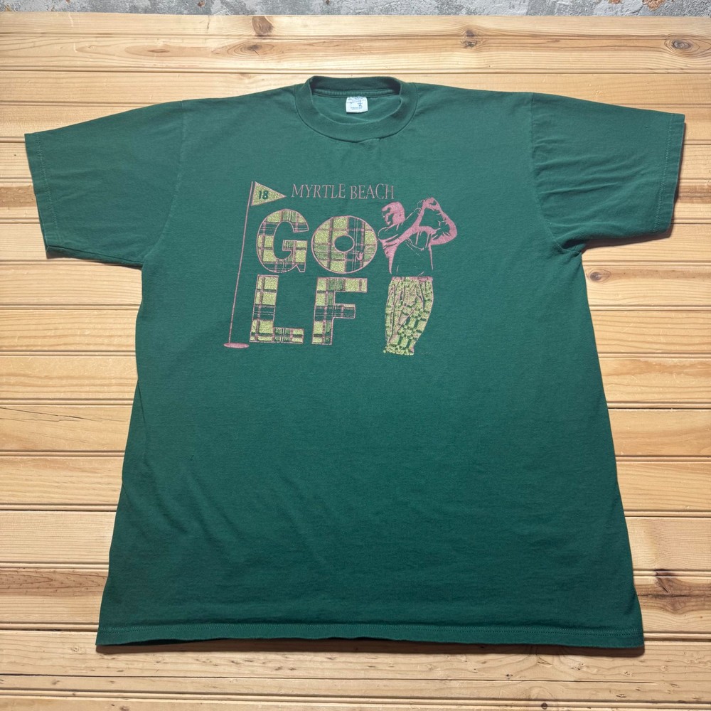 Vintage 90s Myrtle Beach South Carolina Golf Graphic T-Shirt USA Made - Size XL