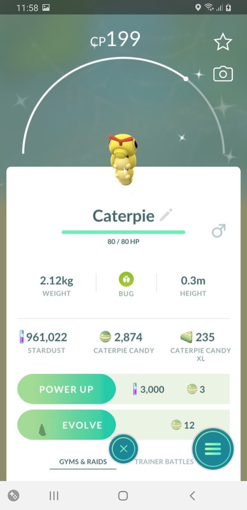 Shiny Caterpie from Pokemon Go for Registered or Ultra Friends  