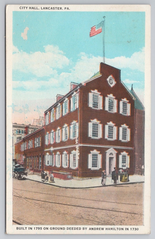 City Hall Lancaster Pennsylvania PA Street View WB Vintage Postcard
