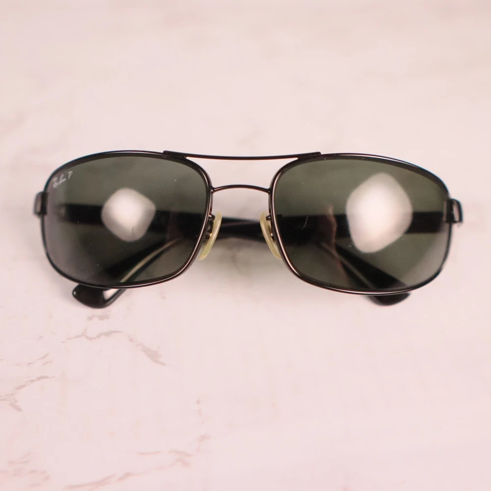 Ray Ban Rb3445 002/58 Black Rectangular Gray Polarized Sunglasses 61 Mm Lenses