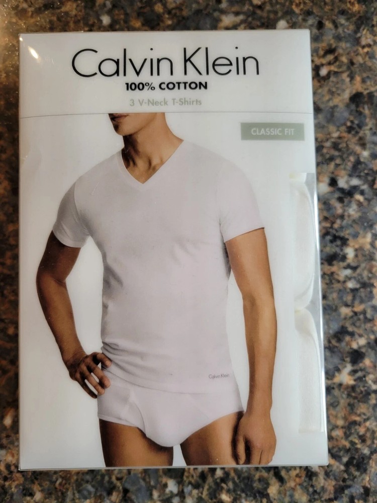 Calvin Klein Mens Classic Fit V-Neck T-Shirt 3-Pack 100% Cotton